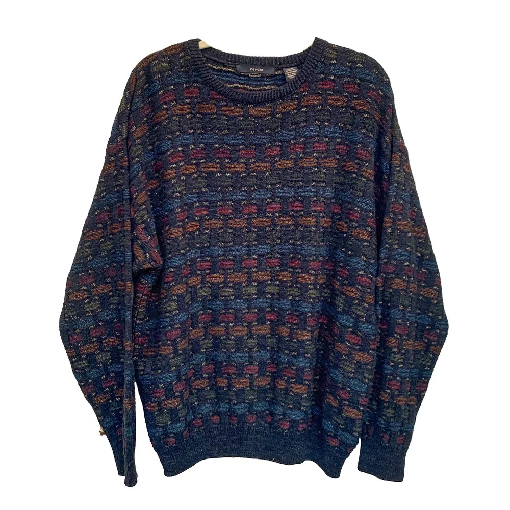 Fenzia Large Men's Pullover Sweater Academia Grandpacore Academia 90s‎
